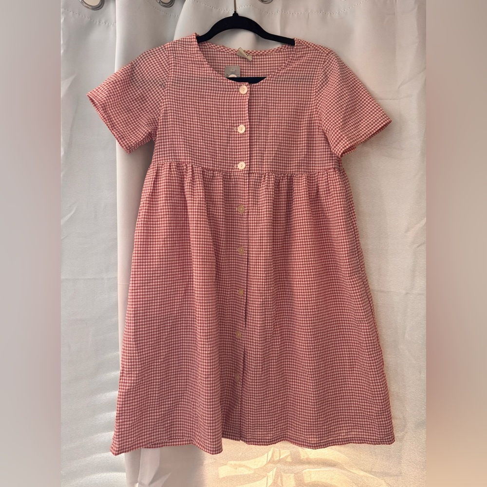 Vintage GAP Big Girl Red and White Checkered Button Front Dress